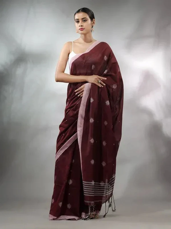 Handloom Floral Motive Saree - Coco