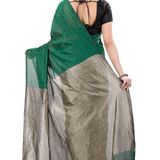 Handloom Solid Color Slab Pallu Saree - Forest Green, Cotton, Cotton (CK)