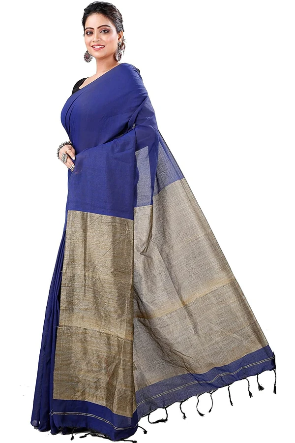 Handloom Solid Color Slab Gichha Pallu Saree - Royal Blue