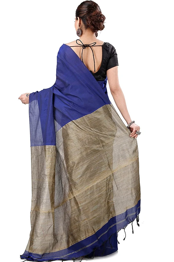 Handloom Solid Color Slab Gichha Pallu Saree - Royal Blue