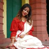 Handloom Floral Motive Saree - White & Red, Cotton, Cotton (CK)