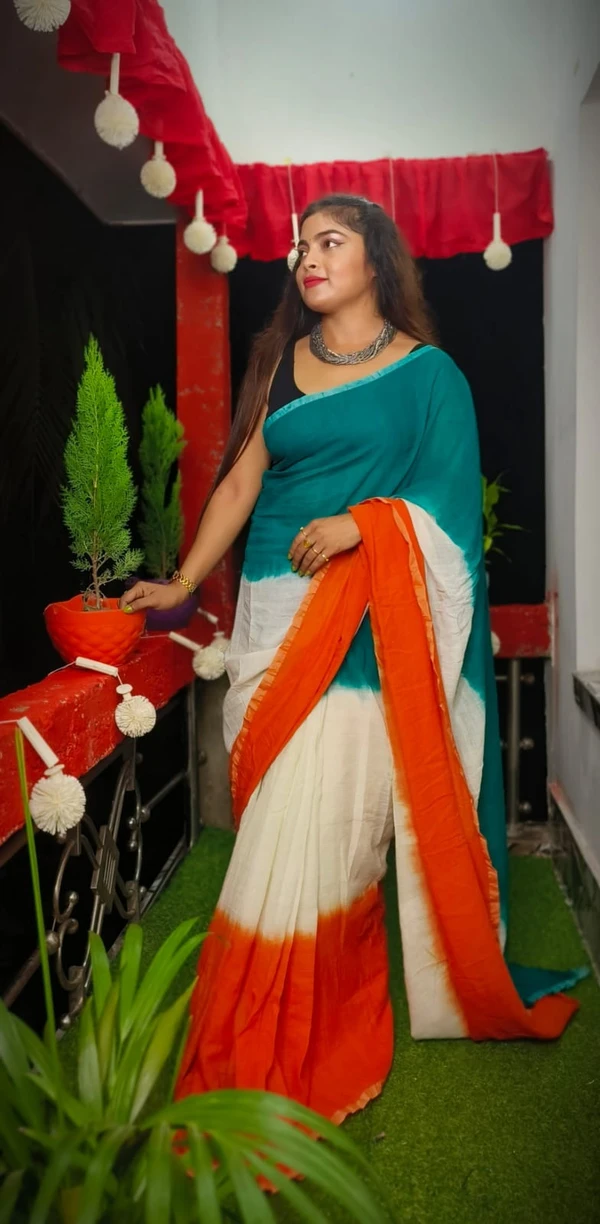 Handloom Mul Cotton 3D Soft Saree - 5.5 Meter, Mul Cotton