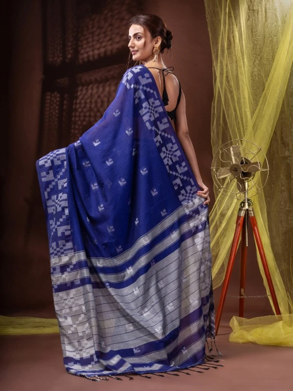 Handloom Woven Border Saree - 6.5 Meter, Blue