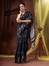 Handloom Woven Border Saree - 6.5 Meter, Black