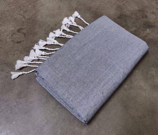 Handloom Solid Color Long Tassel Saree - Free, Silver