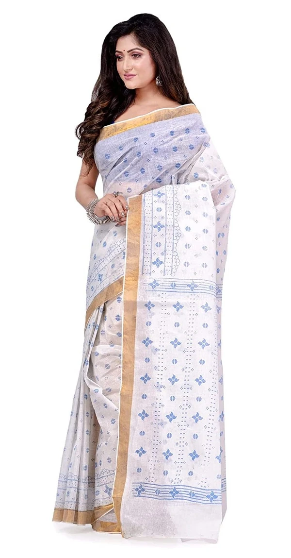 Handloom Zari Border Bengali Tant Saree