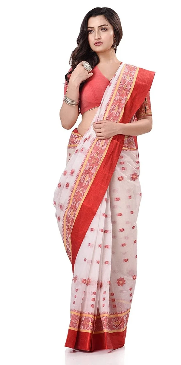 Handloom Cotton Bengali Tant Saree