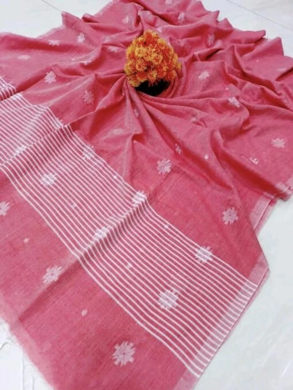 Handloom Floral Woven Buta Saree - Coral Tree