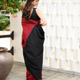 Handloom Mul Cotton Contrast Pallu Saree - Red