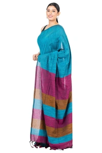 Handloom Multicolored Big Strips Saree