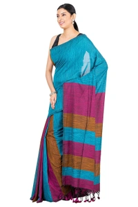 Handloom Multicolored Big Strips Saree