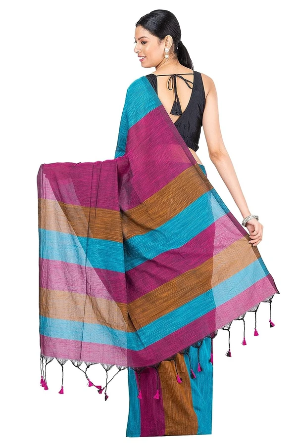 Handloom Multicolored Big Strips Saree