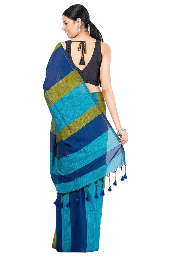 Handloom Multicolored Big Strips Saree