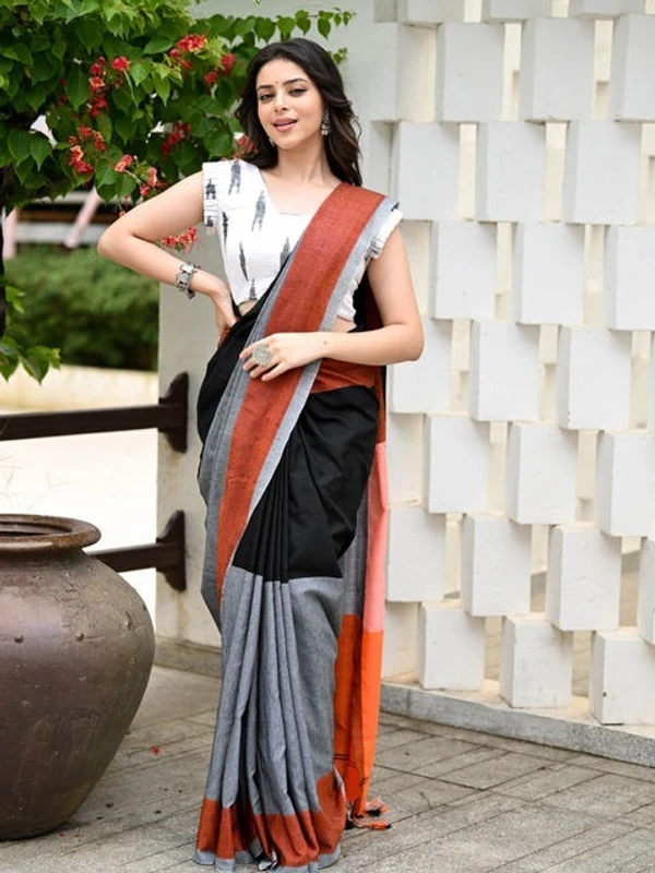 Handloom Multicolored Half N Half Saree