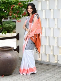 Handloom Multicolored Half N Half Saree