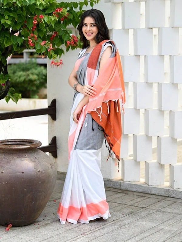 Handloom Multicolored Half N Half Saree