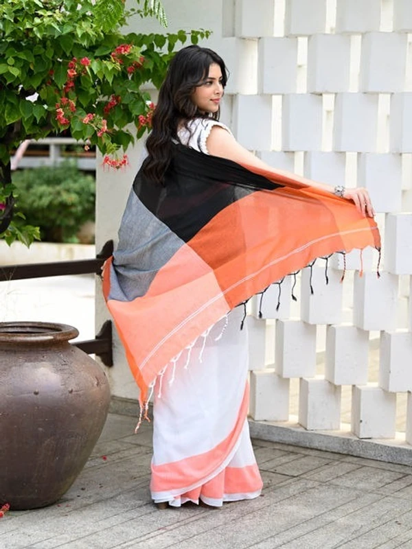 Handloom Multicolored Half N Half Saree