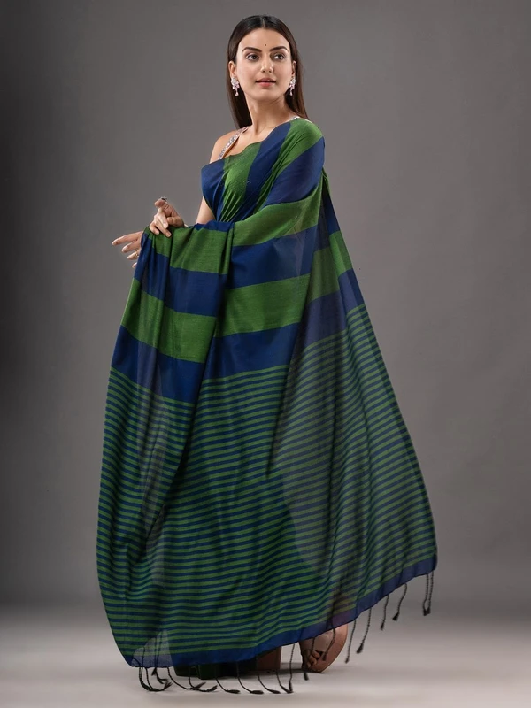 Handloom Multicolored Strips Saree - Cotton, Cotton (CK)