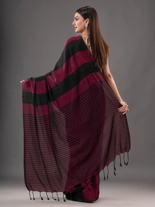 Handloom Multicolored Strips Saree - Cotton, Cotton (CK)