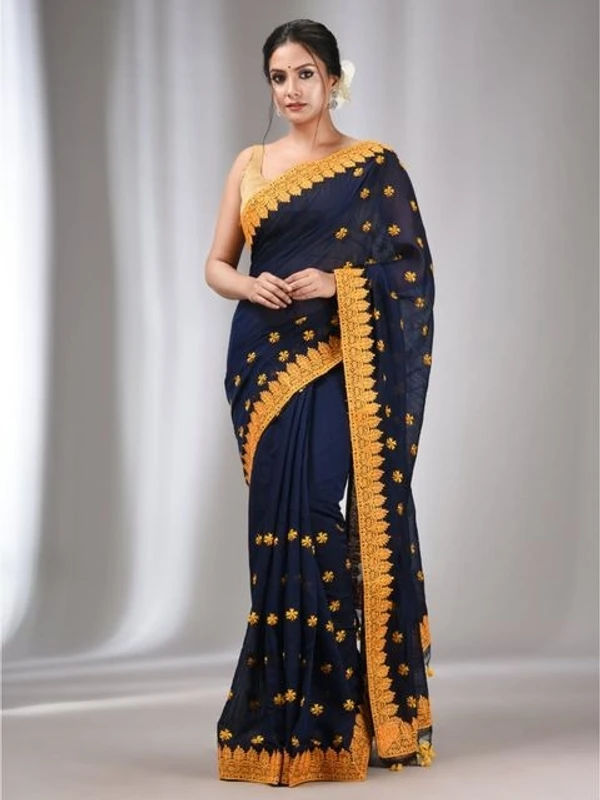 Handloom Woven Lace Border Saree - Black