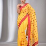 Handloom Woven Lace Border Saree - Yellow