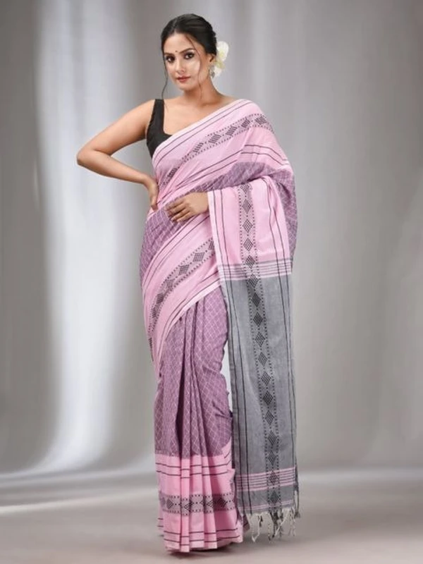 Handloom Ganga Jamuna Woven Border Saree - Pink