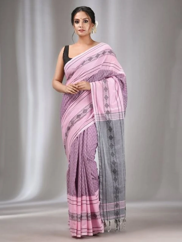 Handloom Ganga Jamuna Woven Border Saree - Pink