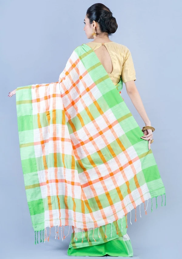 Handloom By-Colored Check Saree