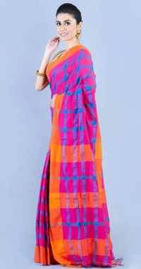 Handloom By-Colored Check Saree