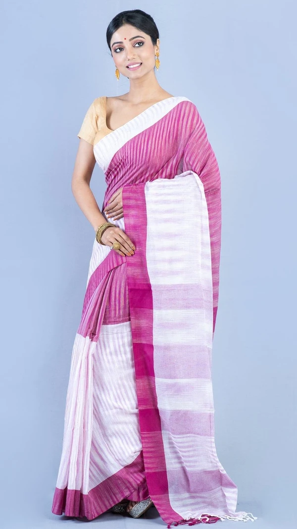 Handloom Two Colored Ikkat Jharna Saree - Purple