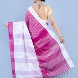 Handloom Two Colored Ikkat Jharna Saree - Purple