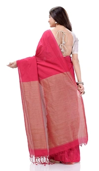 Handloom Solid Color Slab Pallu Saree - Red