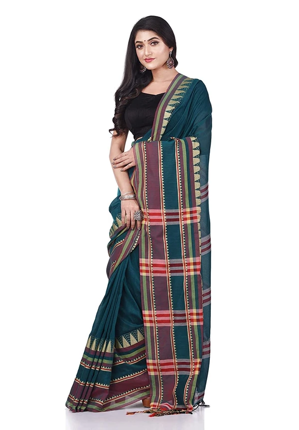 Traditional Woven Temple Border Saree - Sea Green