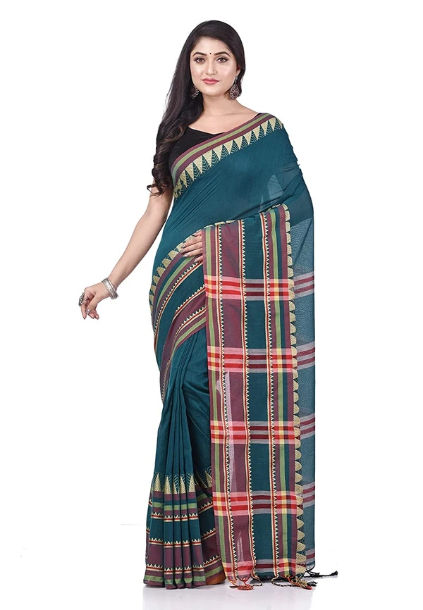 Traditional Woven Temple Border Saree - Sea Green