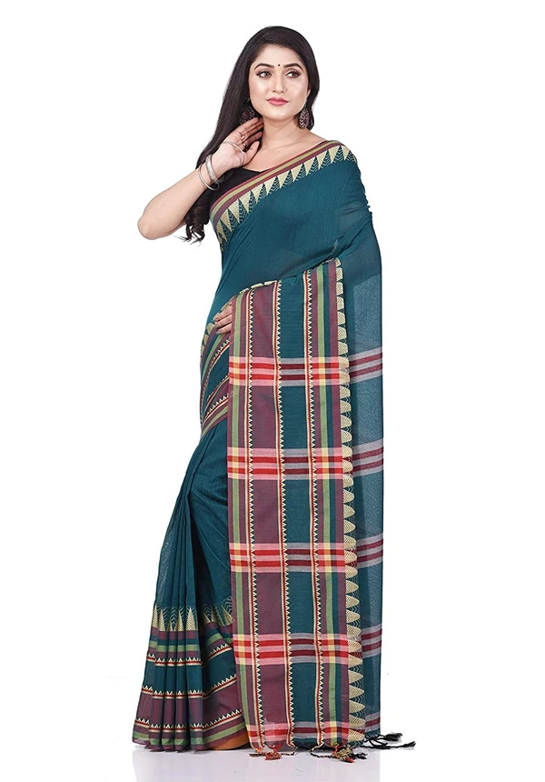 Traditional Woven Temple Border Saree - Sea Green