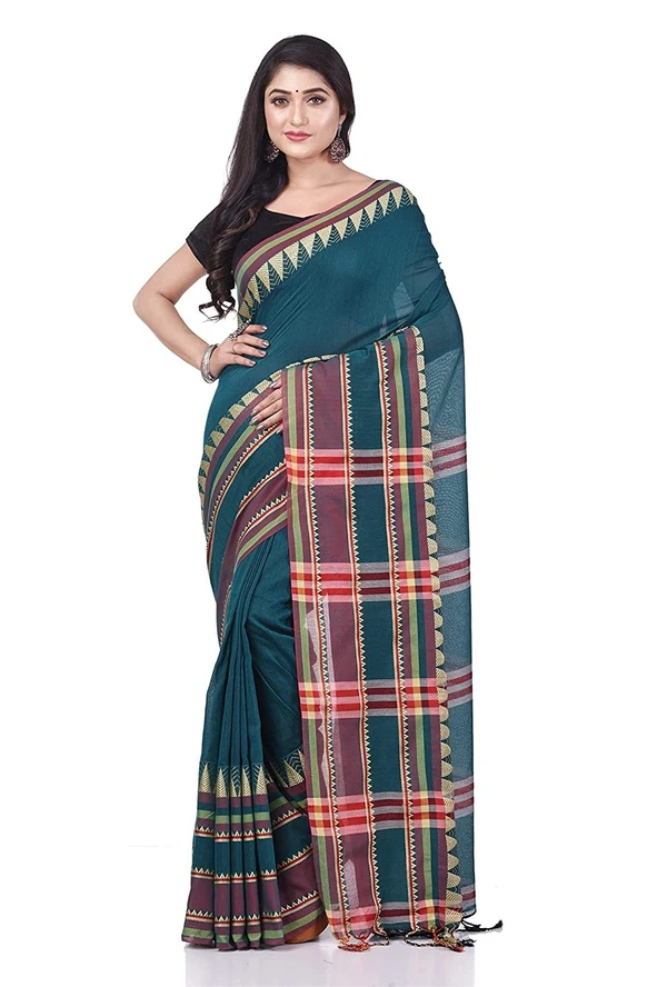 Traditional Woven Temple Border Saree - Sea Green