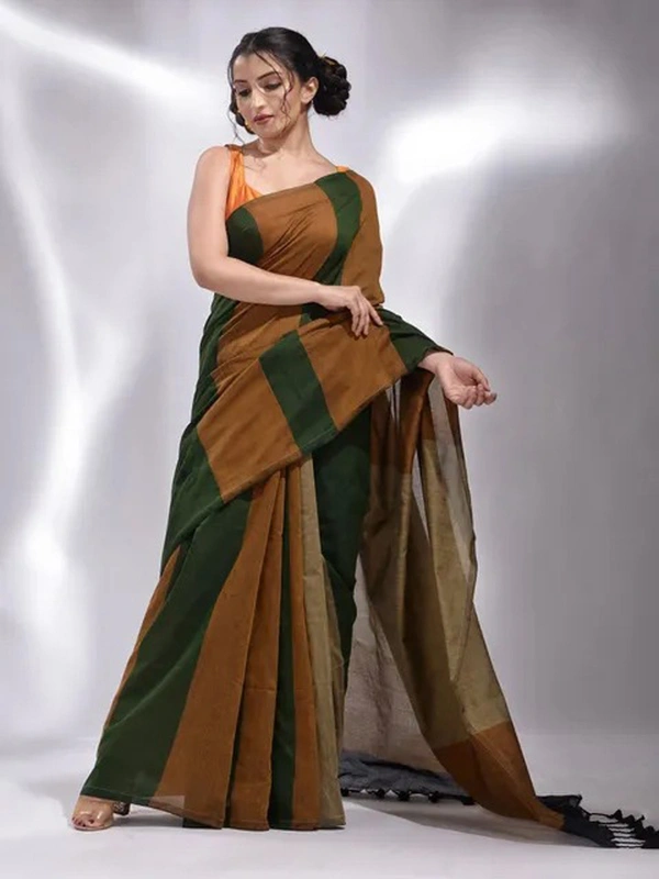 Handloom Multicolored Strips Saree - Sahara