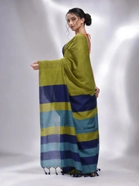 Handloom Multicolored Strips Saree - Costa Del Sol