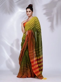 Handloom Multicolored 3D Strips Saree - Costa Del Sol