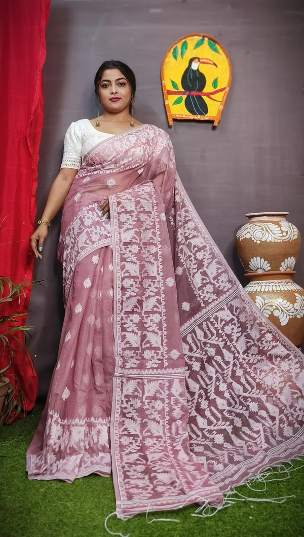 Handloom Traditional Woven Soft Jamdani - Your Pink