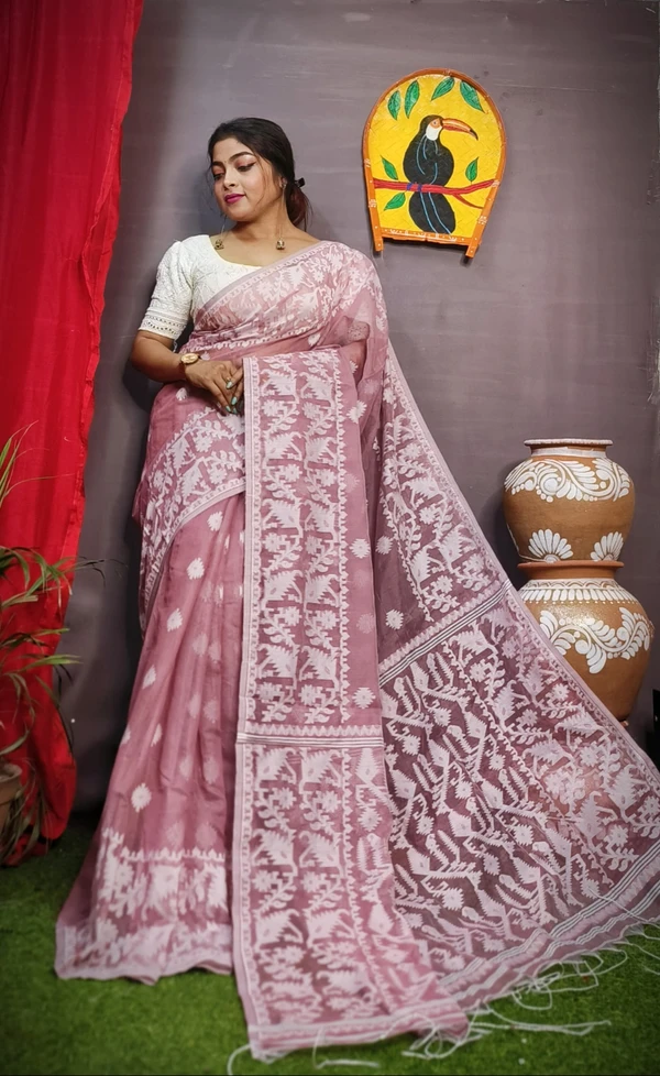 Handloom Traditional Woven Soft Jamdani - Your Pink