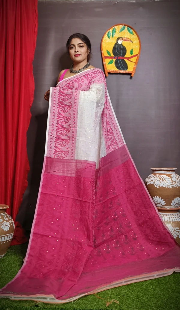 Handloom Traditional Woven Soft Jamdani - Purple