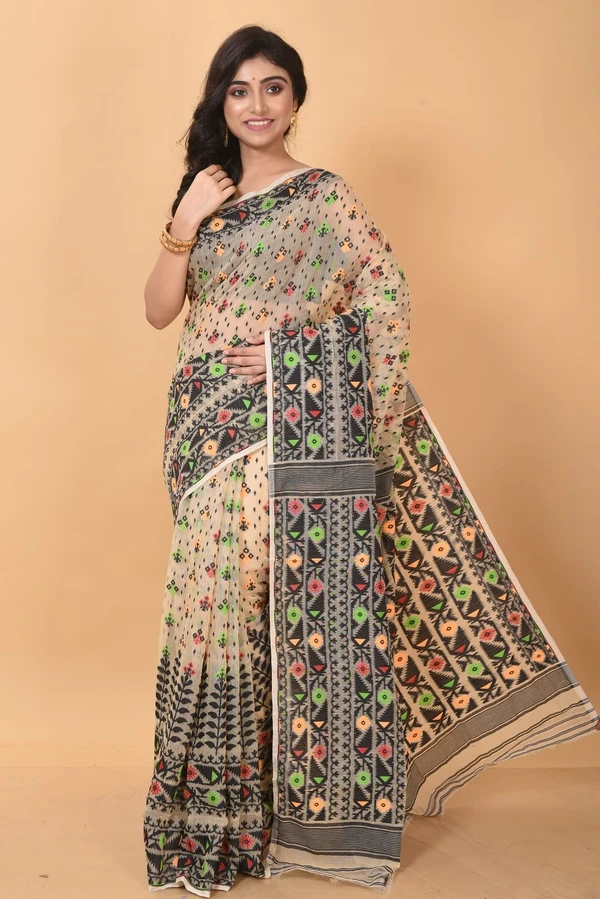 Handloom Traditional Woven Soft Jamdani - Beige, Soft, Soft