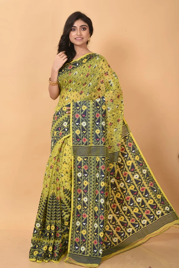 Handloom Traditional Woven Soft Jamdani - Golden Fizz, Soft