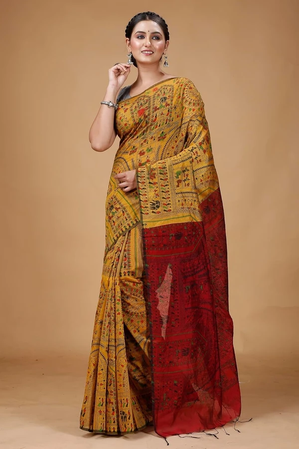 Handloom Madhubani Block Print Sarees