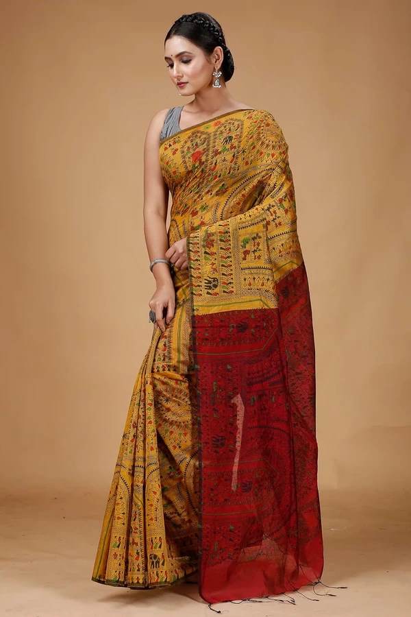 Handloom Madhubani Block Print Sarees