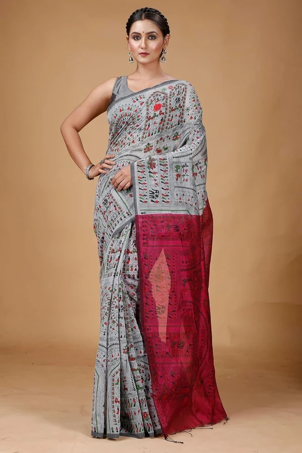 Handloom Madhubani Block Print Sarees