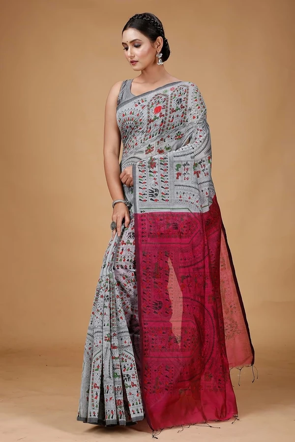 Handloom Madhubani Block Print Sarees