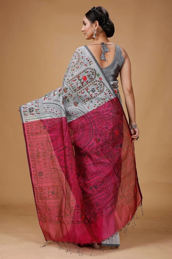 Handloom Madhubani Block Print Sarees