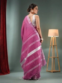 Nilima Handloom Zari Border Cotton Slab Saree - Magenta / Fuchsia, Cotton Slab